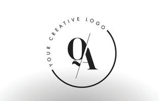 QA Serif Letter Logo Design with Creative Intersected Cut. vector