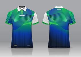 Diseño de uniforme de camisa de polo, se puede utilizar para bádminton, golf en la vista frontal, vista posterior. vector de maqueta de jersey, diseño premium muy simple y fácil de personalizar