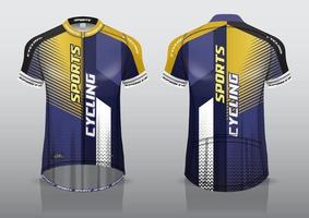 diseño de camiseta para ciclismo, vista de camiseta delantera y trasera, uniforme elegante y fácil de editar e imprimir, uniforme del equipo de ciclismo vector