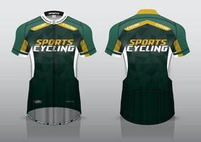 diseño de camiseta para ciclismo, vista de camiseta delantera y trasera, uniforme elegante y fácil de editar e imprimir, uniforme del equipo de ciclismo vector