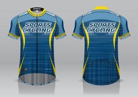 diseño de camiseta para ciclismo, vista frontal y posterior, uniforme elegante y fácil de editar e imprimir, uniforme del equipo de ciclismo vector