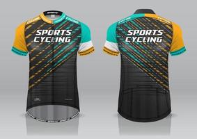 diseño de camiseta para ciclismo, vista frontal y posterior, uniforme elegante y fácil de editar e imprimir, uniforme del equipo de ciclismo vector