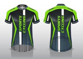 diseño de camiseta para ciclismo, vista de camiseta delantera y trasera, uniforme elegante y fácil de editar e imprimir, uniforme del equipo de ciclismo vector