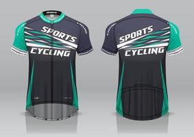 diseño de camiseta para ciclismo, vista frontal y posterior, uniforme elegante y fácil de editar e imprimir, uniforme del equipo de ciclismo vector