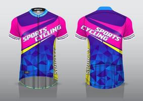 diseño de camiseta para ciclismo, vista de camiseta delantera y trasera, uniforme elegante y fácil de editar e imprimir, uniforme del equipo de ciclismo vector