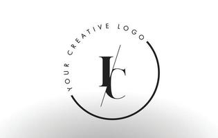IC Serif Letter Logo Design with Creative Intersected Cut. vector