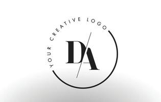 Diseño de logotipo de letra da serif con corte cruzado creativo. vector