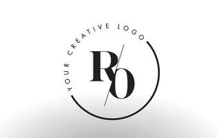 Diseño de logotipo de letra ro serif con corte intersectado creativo. vector