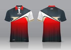 Diseño de uniforme de camisa de polo, se puede utilizar para bádminton, golf en la vista frontal, vista posterior. vector de maqueta de jersey, diseño premium muy simple y fácil de personalizar