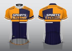 diseño de camiseta para ciclismo, vista de camiseta delantera y trasera, uniforme elegante y fácil de editar e imprimir, uniforme del equipo de ciclismo vector