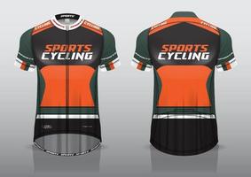 diseño de camiseta para ciclismo, vista de camiseta delantera y trasera, uniforme elegante y fácil de editar e imprimir, uniforme del equipo de ciclismo vector