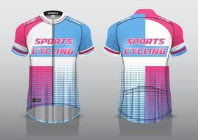 diseño de camiseta para ciclismo, vista de camiseta delantera y trasera, uniforme elegante y fácil de editar e imprimir, uniforme del equipo de ciclismo vector