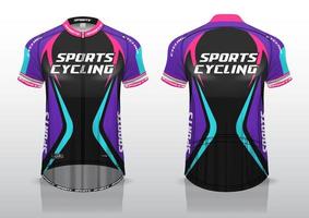 diseño de camiseta para ciclismo, vista frontal y posterior, uniforme elegante y fácil de editar e imprimir, uniforme del equipo de ciclismo vector