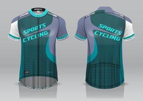 diseño de camiseta para ciclismo, vista frontal y posterior, uniforme elegante y fácil de editar e imprimir, uniforme del equipo de ciclismo vector