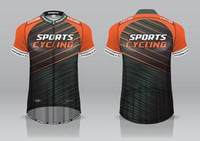 diseño de camiseta para ciclismo, vista frontal y posterior, uniforme elegante y fácil de editar e imprimir, uniforme del equipo de ciclismo vector