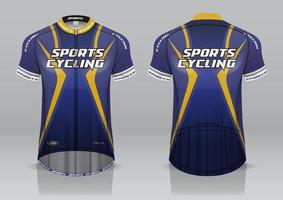 diseño de camiseta para ciclismo, vista frontal y posterior, uniforme elegante y fácil de editar e imprimir, uniforme del equipo de ciclismo vector