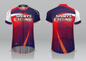 diseño de camiseta para ciclismo, vista frontal y posterior, uniforme elegante y fácil de editar e imprimir, uniforme del equipo de ciclismo vector