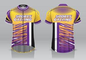 diseño de camiseta para ciclismo, vista frontal y posterior, uniforme elegante y fácil de editar e imprimir, uniforme del equipo de ciclismo vector