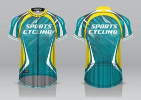 diseño de camiseta para ciclismo, vista frontal y posterior, uniforme elegante y fácil de editar e imprimir, uniforme del equipo de ciclismo vector