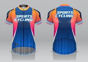 diseño de camiseta para ciclismo, vista frontal y posterior, uniforme elegante y fácil de editar e imprimir, uniforme del equipo de ciclismo vector