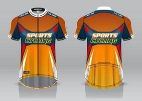 diseño de camiseta para ciclismo, vista frontal y posterior, uniforme elegante y fácil de editar e imprimir, uniforme del equipo de ciclismo vector