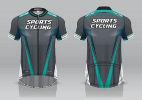 diseño de camiseta para ciclismo, vista frontal y posterior, uniforme elegante y fácil de editar e imprimir, uniforme del equipo de ciclismo vector