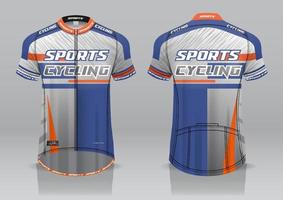 diseño de camiseta para ciclismo, vista frontal y posterior, uniforme elegante y fácil de editar e imprimir, uniforme del equipo de ciclismo vector