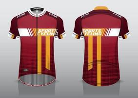 diseño de camiseta para ciclismo, vista de camiseta delantera y trasera, uniforme elegante y fácil de editar e imprimir, uniforme del equipo de ciclismo vector