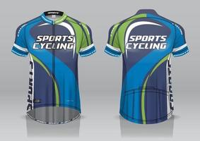 diseño de camiseta para ciclismo, vista frontal y posterior, uniforme elegante y fácil de editar e imprimir, uniforme del equipo de ciclismo vector