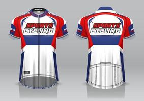 diseño de camiseta para ciclismo, vista frontal y posterior, uniforme elegante y fácil de editar e imprimir, uniforme del equipo de ciclismo vector