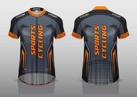 diseño de camiseta para ciclismo, vista de camiseta delantera y trasera, uniforme elegante y fácil de editar e imprimir, uniforme del equipo de ciclismo vector