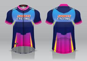 diseño de camiseta para ciclismo, vista frontal y posterior, uniforme elegante y fácil de editar e imprimir, uniforme del equipo de ciclismo vector