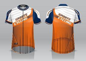 diseño de camiseta para ciclismo, vista frontal y posterior, uniforme elegante y fácil de editar e imprimir, uniforme del equipo de ciclismo vector