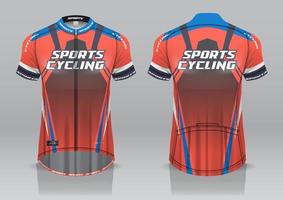 diseño de camiseta para ciclismo, vista frontal y posterior, uniforme elegante y fácil de editar e imprimir, uniforme del equipo de ciclismo vector