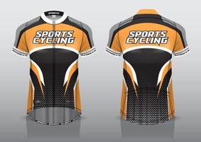 diseño de camiseta para ciclismo, vista de camiseta delantera y trasera, uniforme elegante y fácil de editar e imprimir, uniforme del equipo de ciclismo vector