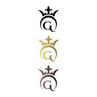 logotipo de lujo letra marca g con corona y símbolo real vector gratuito