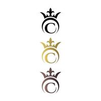 Luxury logo letter mark C with crown and royal symbol free vector