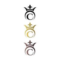 Luxury logo letter mark C with crown and royal symbol free vector