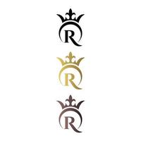 Luxury logo letter mark R with crown and royal symbol free vector