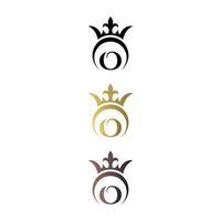 Luxury logo letter mark O with crown and royal symbol free vector