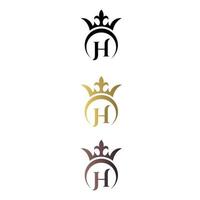 Luxury logo letter mark H with crown and royal symbol free vector