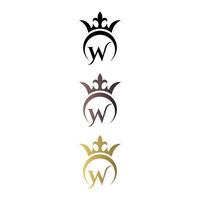 Luxury logo letter mark Wwith crown and royal symbol free vector