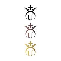 Luxury logo letter mark U with crown and royal symbol free vector