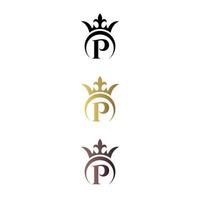 Luxury logo letter mark P with crown and royal symbol free vector