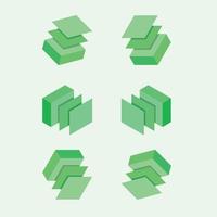 isometric box layers flat illustration sets free vector template