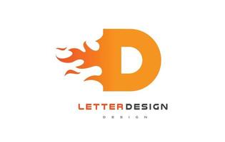 D Letter Flame Logo Design. Fire Logo Lettering Concept. vector