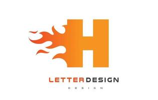 Diseño de logotipo de letra h llama. concepto de letras del logotipo de fuego. vector