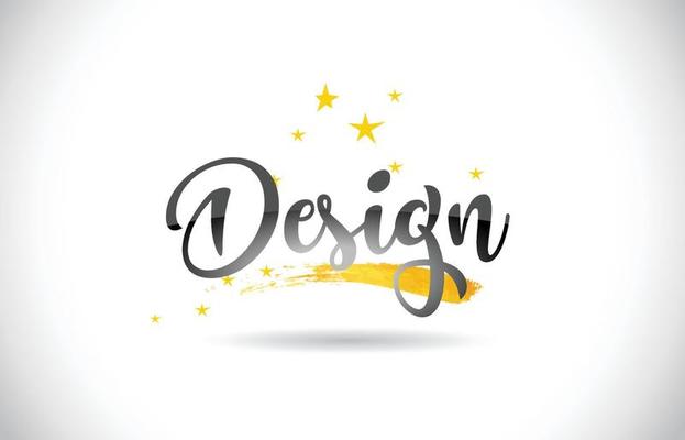 Design Word Vector Text with Golden Stars Trail and Handwritten Curved Font.