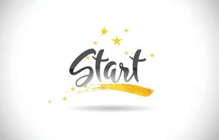 Start Word Vector Text with Golden Stars Trail and Handwritten Curved Font.