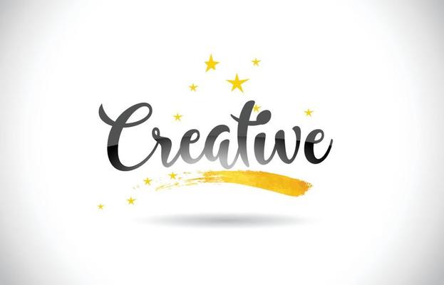 Creative Word Vector Text with Golden Stars Trail and Handwritten Curved Font.
